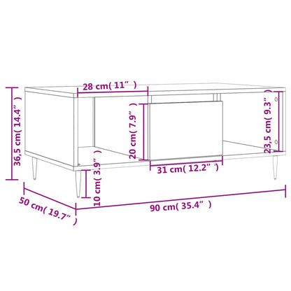 Tavolino da Salotto Rovere Fumo 90x50x36,5 cm Legno Multistrato | homemem39
