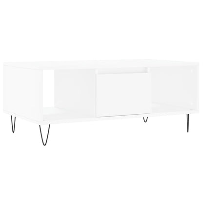 Tavolino da Salotto Bianco 90x50x36,5 cm in Legno Multistrato | homemem39