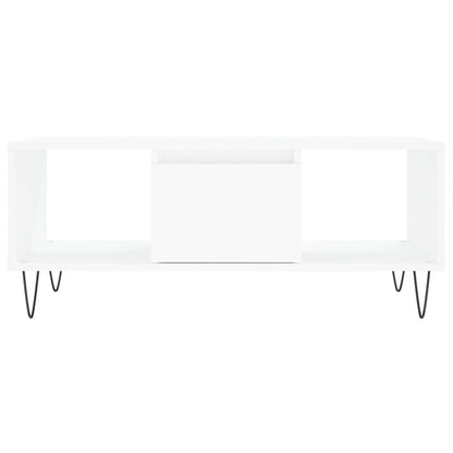 Tavolino da Salotto Bianco 90x50x36,5 cm in Legno Multistrato | homemem39