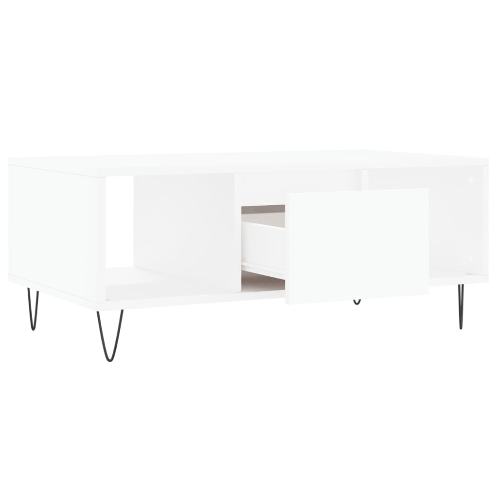 Tavolino da Salotto Bianco 90x50x36,5 cm in Legno Multistrato | homemem39