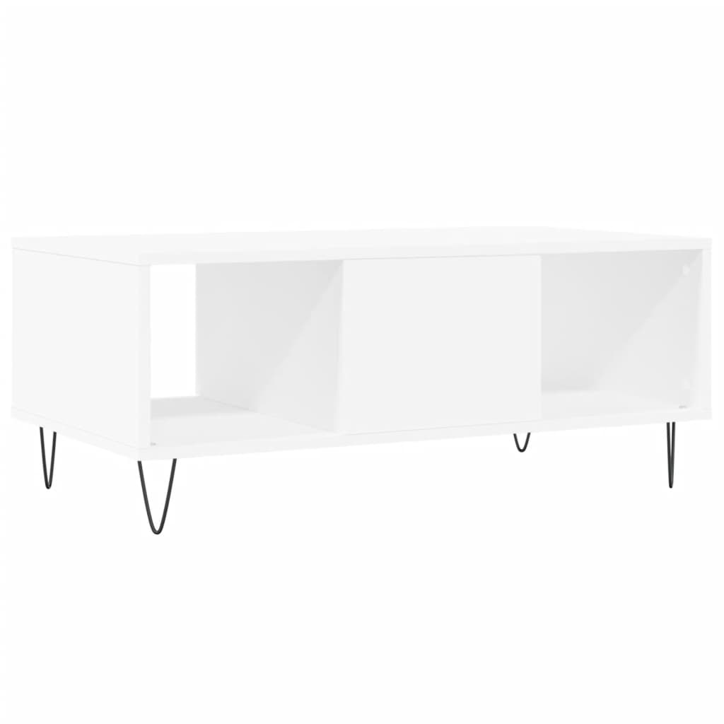 Tavolino da Salotto Bianco 90x50x36,5 cm in Legno Multistrato | homemem39