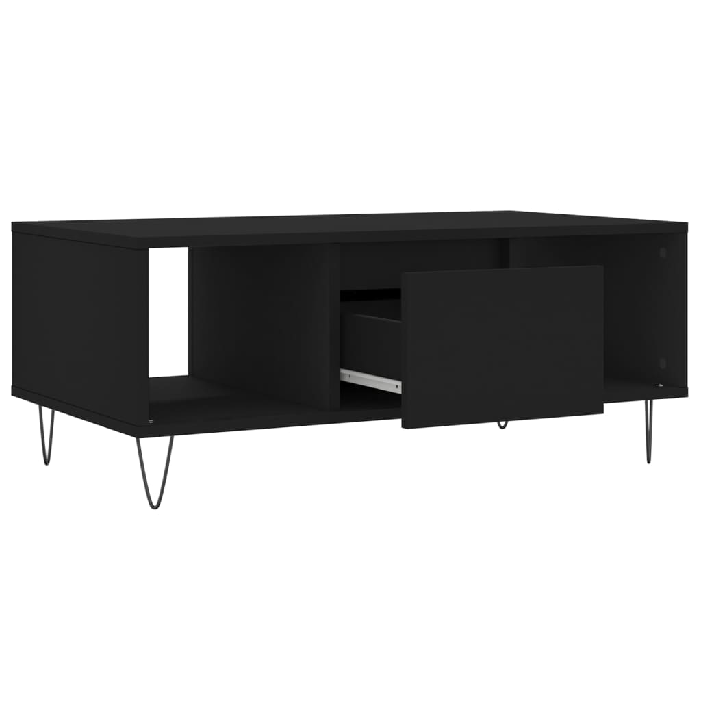 Tavolino da Salotto Nero 90x50x36,5 cm in Legno Multistrato | homemem39