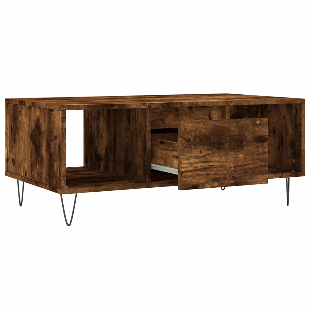 Tavolino da Salotto Rovere Fumo 90x50x36,5 cm Legno Multistrato | homemem39