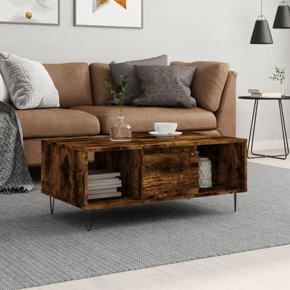 Tavolino da Salotto Rovere Fumo 90x50x36,5 cm Legno Multistrato | homemem39