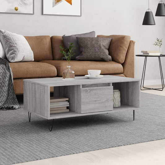 Tavolino Salotto Grigio Sonoma 90x50x36,5 cm Legno Multistrato | homemem39