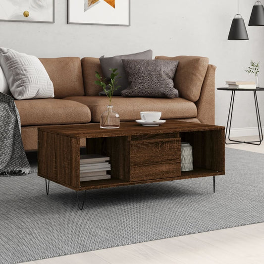 Tavolino da Salotto Rovere Marrone 90x50x36,5 cm in Multistrato | homemem39