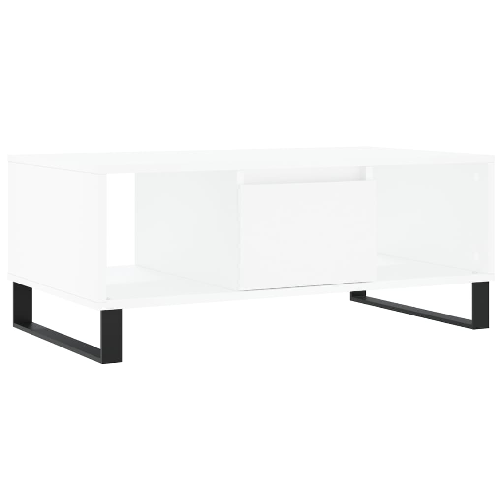 Tavolino da Salotto Bianco 90x50x36,5 cm in Legno Multistrato | homemem39