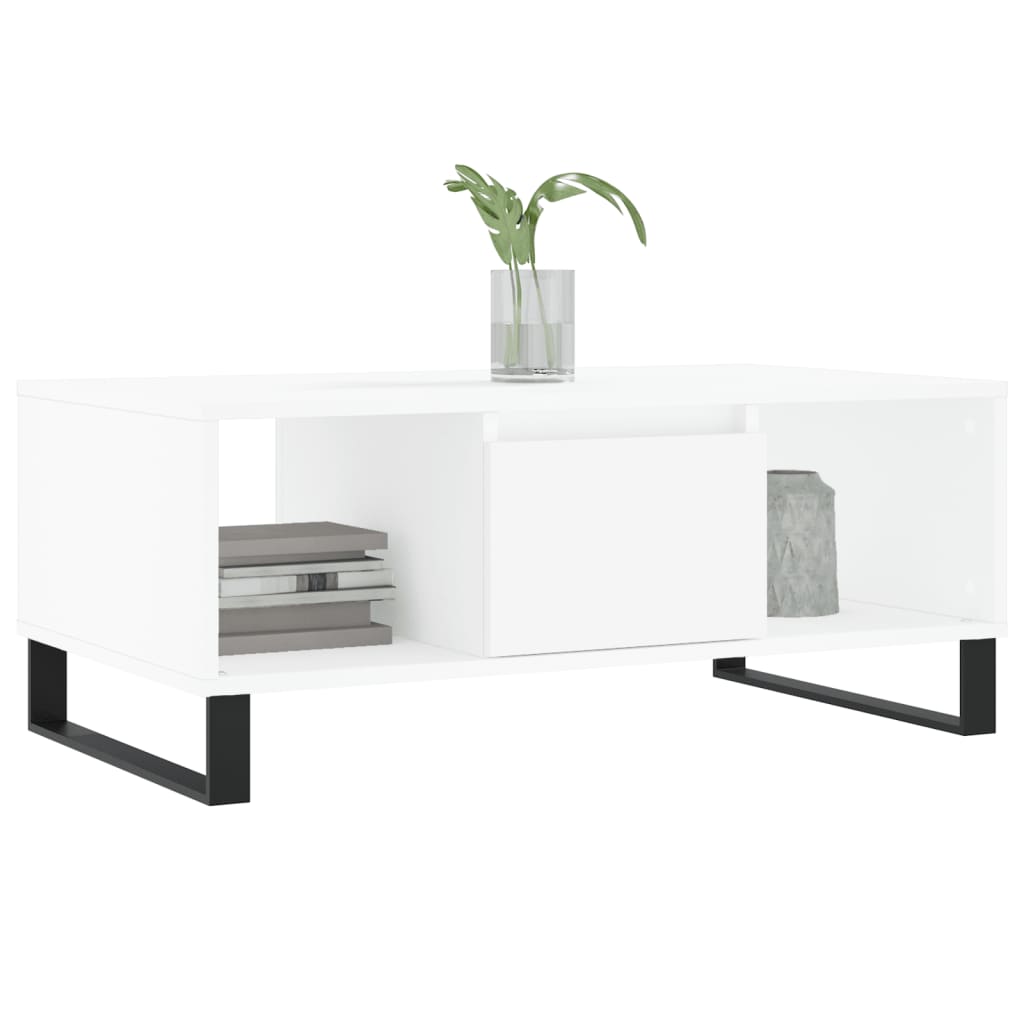 Tavolino da Salotto Bianco 90x50x36,5 cm in Legno Multistrato | homemem39