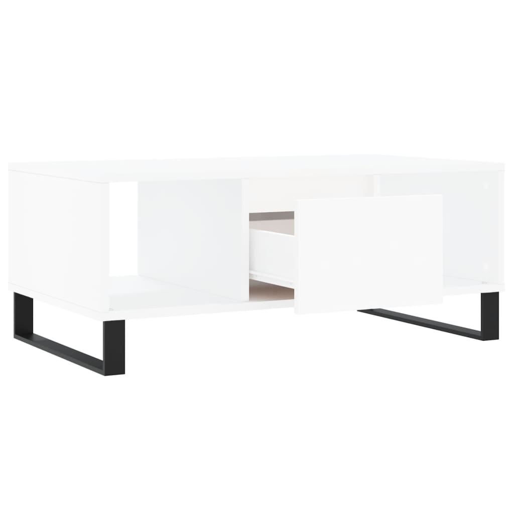 Tavolino da Salotto Bianco 90x50x36,5 cm in Legno Multistrato | homemem39