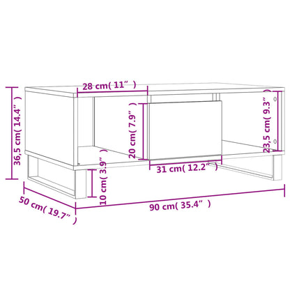 Tavolino da Salotto Nero 90x50x36,5 cm in Legno Multistrato | homemem39