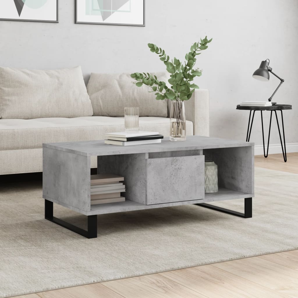 Tavolino Salotto Grigio Cemento 90x50x36,5 cm Legno Multistrato | homemem39