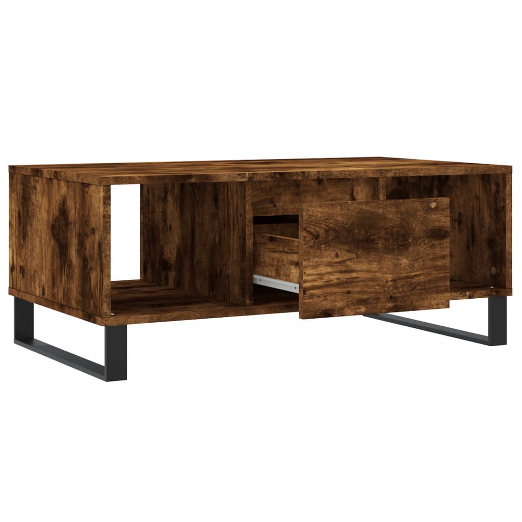 Tavolino da Salotto Rovere Fumo 90x50x36,5 cm Legno Multistrato | homemem39
