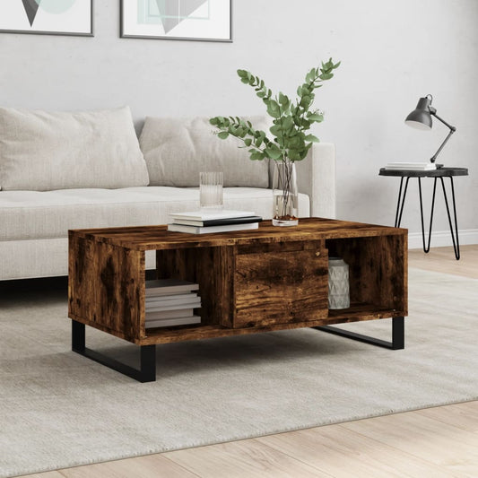 Tavolino da Salotto Rovere Fumo 90x50x36,5 cm Legno Multistrato | homemem39