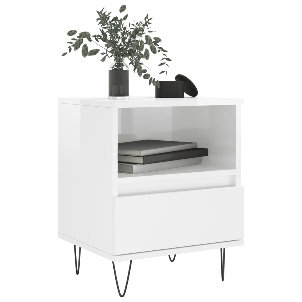 Comodini 2pz Bianco Lucido 40x35x50 cm in Legno Multistrato - homemem39