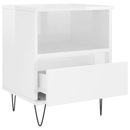 Comodini 2pz Bianco Lucido 40x35x50 cm in Legno Multistrato - homemem39