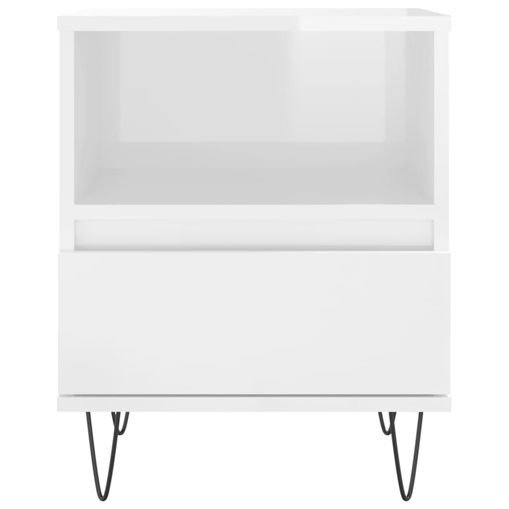 Comodini 2pz Bianco Lucido 40x35x50 cm in Legno Multistrato - homemem39