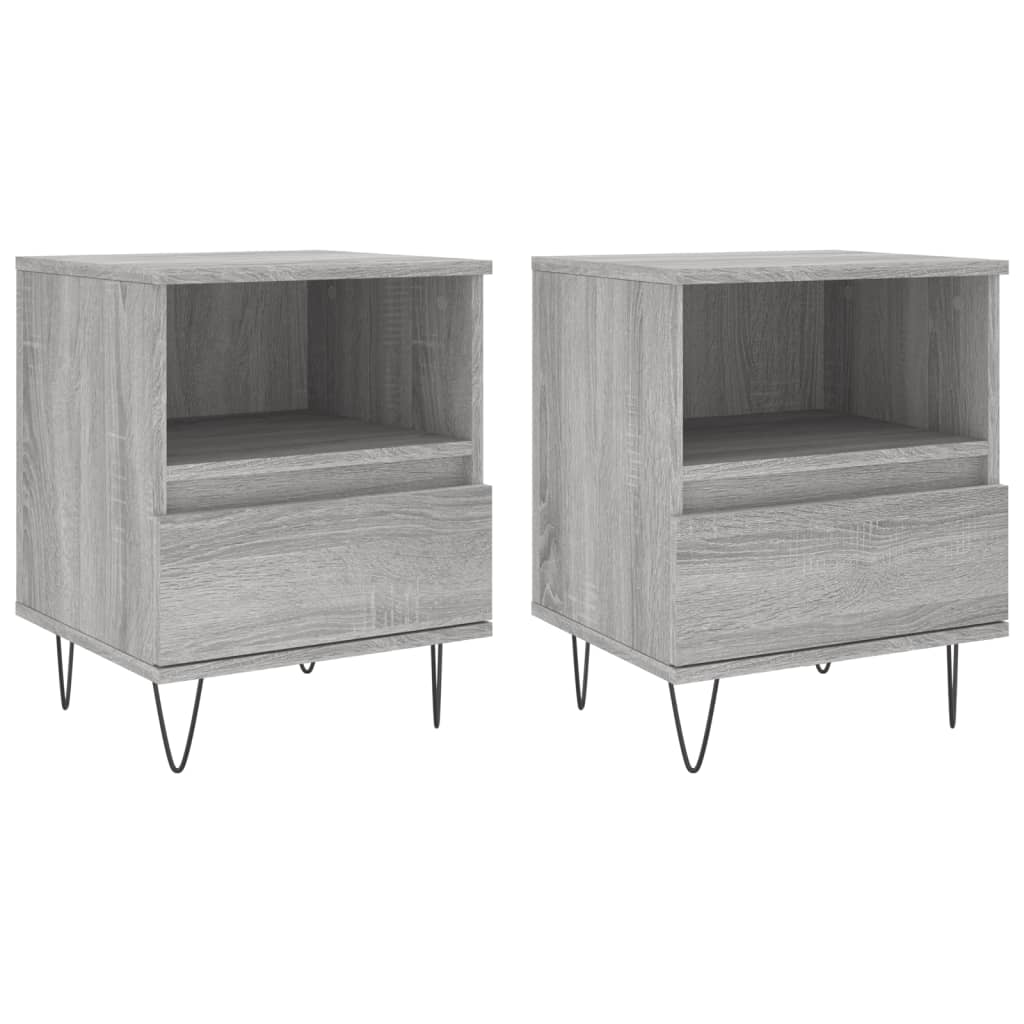 Comodini 2pz Grigio Sonoma 40x35x50 cm in Legno Multistrato - homemem39