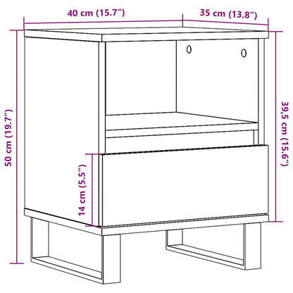 Comodino Bianco 40x35x50 cm in Legno Multistrato