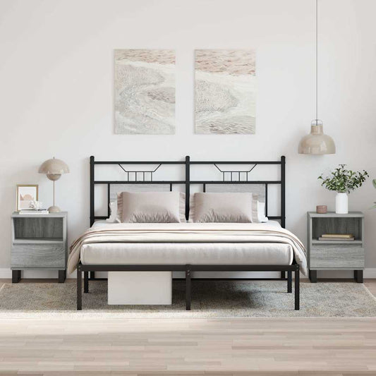Comodini 2pz Grigio Sonoma 40x35x50 cm in Legno Multistrato - homemem39