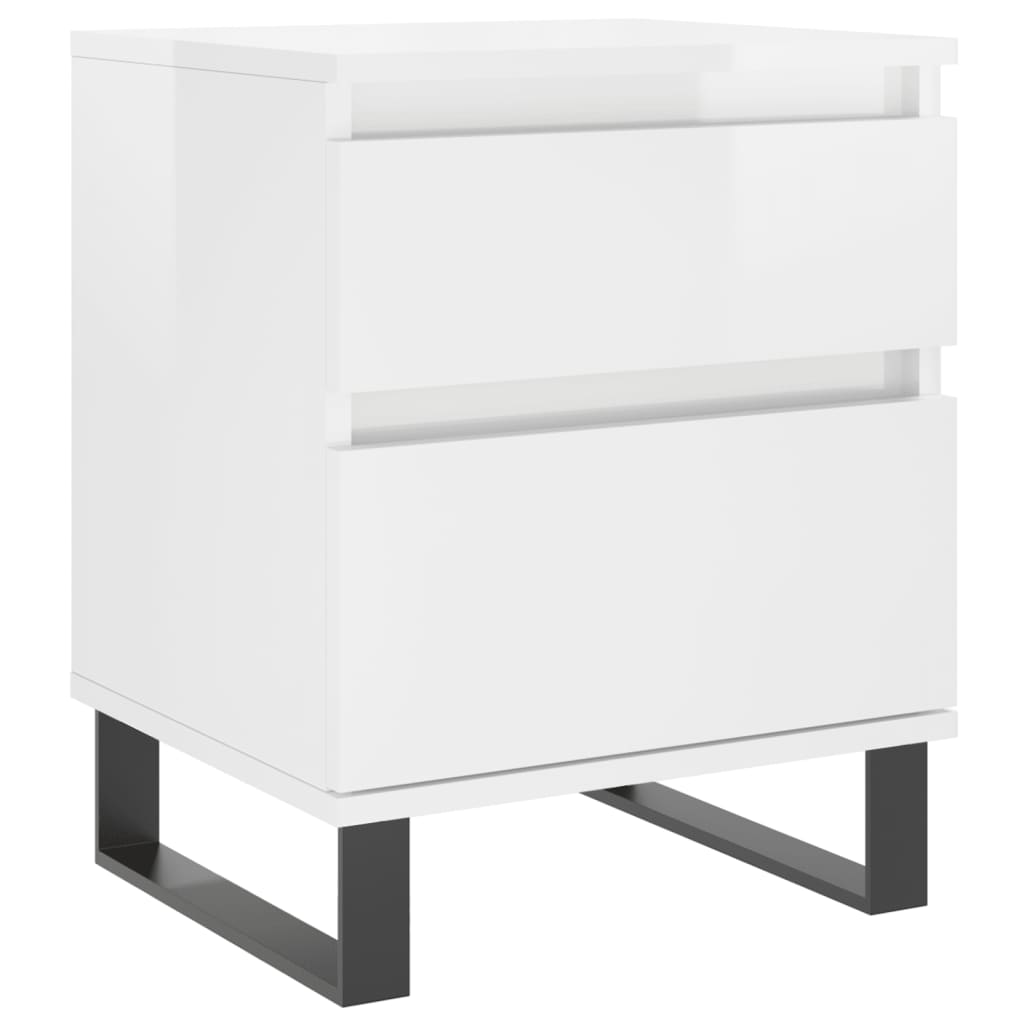 Comodini 2pz Bianco Lucido 40x35x50 cm in Legno Multistrato - homemem39