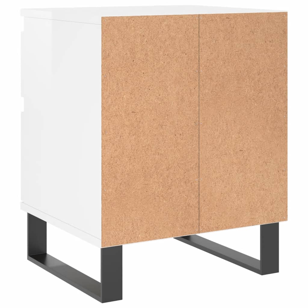 Comodini 2pz Bianco Lucido 40x35x50 cm in Legno Multistrato - homemem39