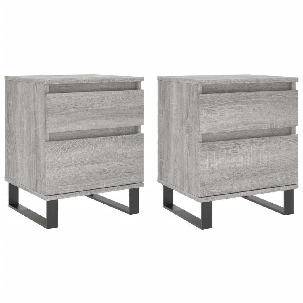 Comodini 2pz Grigio Sonoma 40x35x50 cm in Legno Multistrato - homemem39