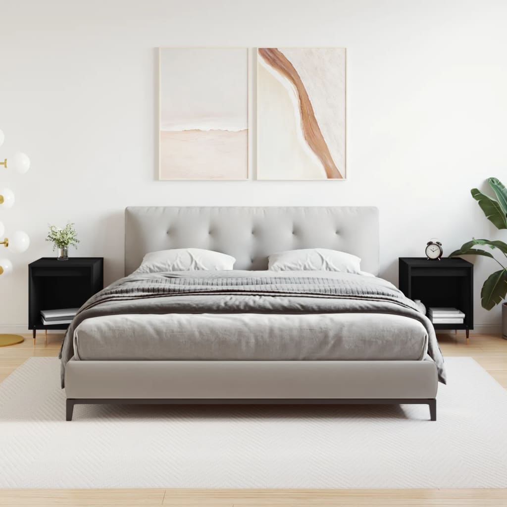 Comodini 2pz Neri 40x35x50 cm in Legno Multistrato - homemem39