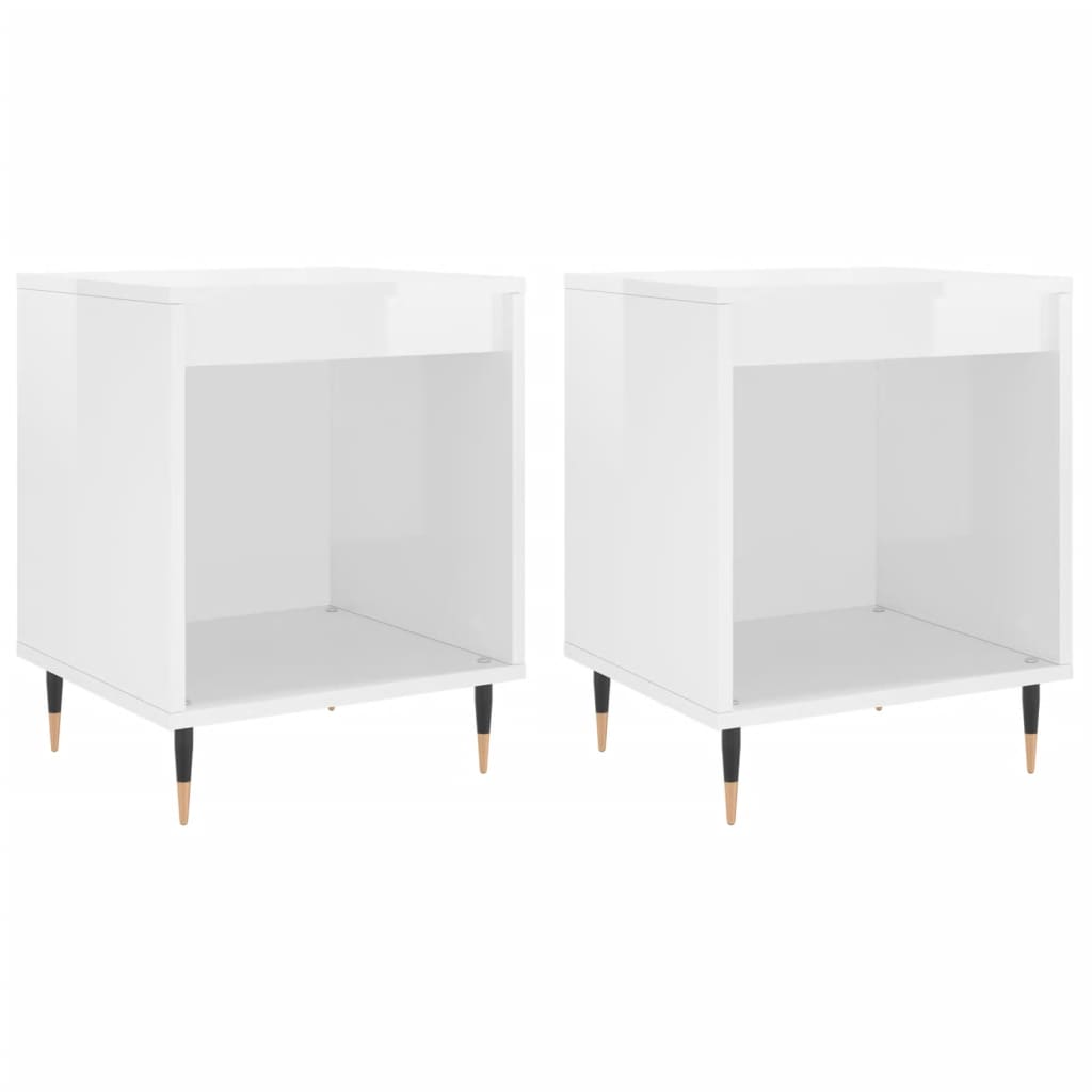 Comodini 2pz Bianco Lucido 40x35x50 cm in Legno Multistrato - homemem39
