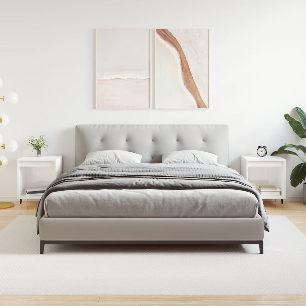 Comodini 2pz Bianco Lucido 40x35x50 cm in Legno Multistrato - homemem39