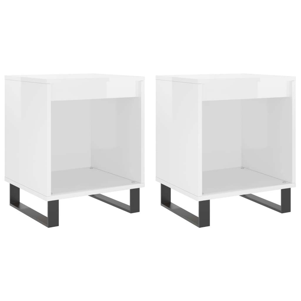 Comodini 2pz Bianco Lucido 40x35x50 cm in Legno Multistrato - homemem39