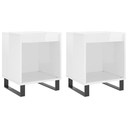 Comodini 2pz Bianco Lucido 40x35x50 cm in Legno Multistrato - homemem39