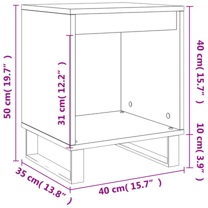 Comodino Grigio Cemento 40x35x50 cm in Legno Multistrato