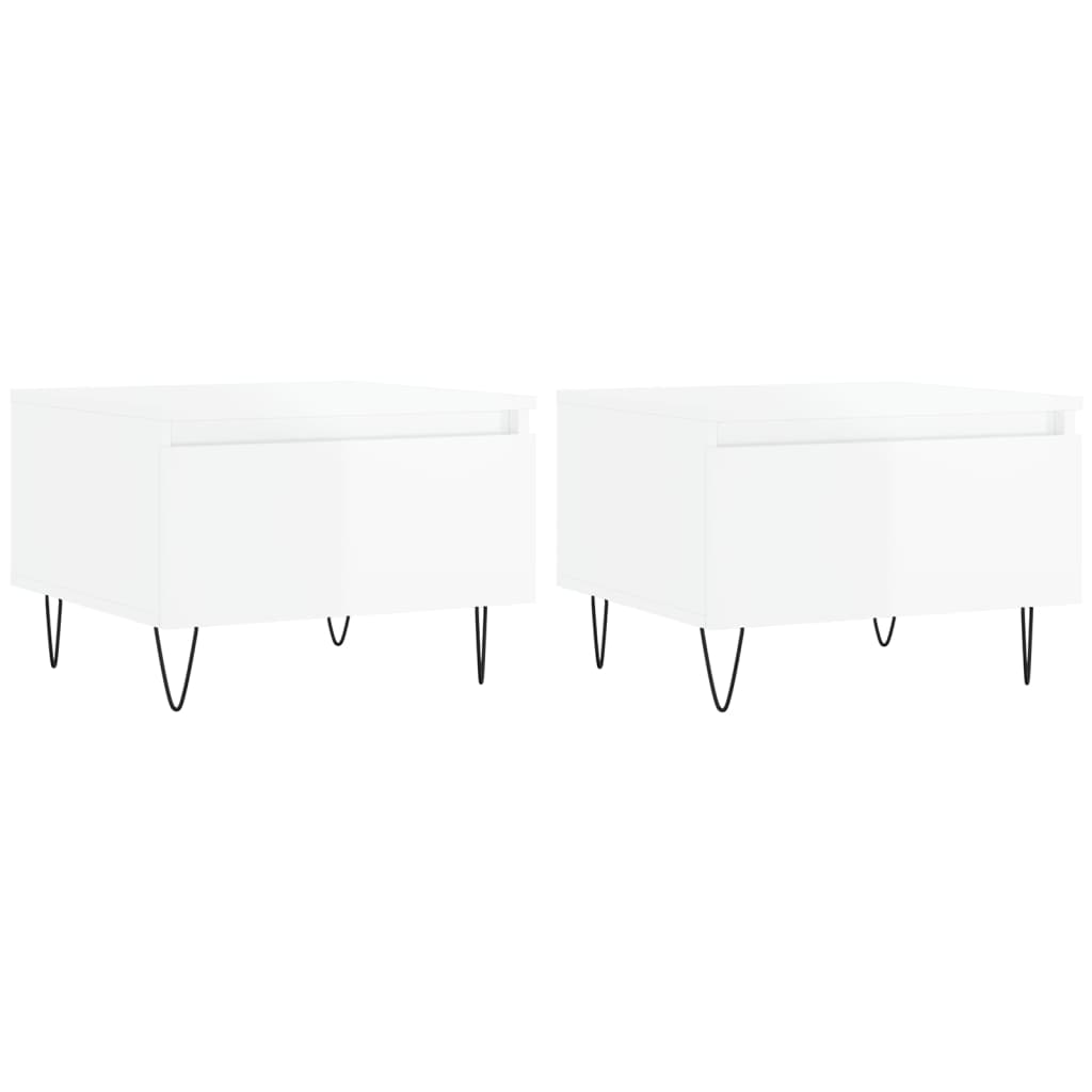 Tavolini Salotto 2pz Bianco Lucido 50x46x35cm Legno Multistrato | homemem39