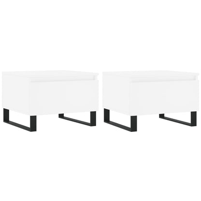 Tavolini da Salotto 2pz Bianchi 50x46x35cm in Legno Multistrato | homemem39