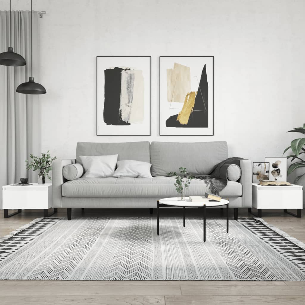 Tavolini Salotto 2pz Bianco Lucido 50x46x35cm Legno Multistrato | homemem39