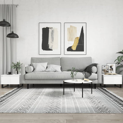 Tavolini Salotto 2pz Bianco Lucido 50x46x35cm Legno Multistrato | homemem39