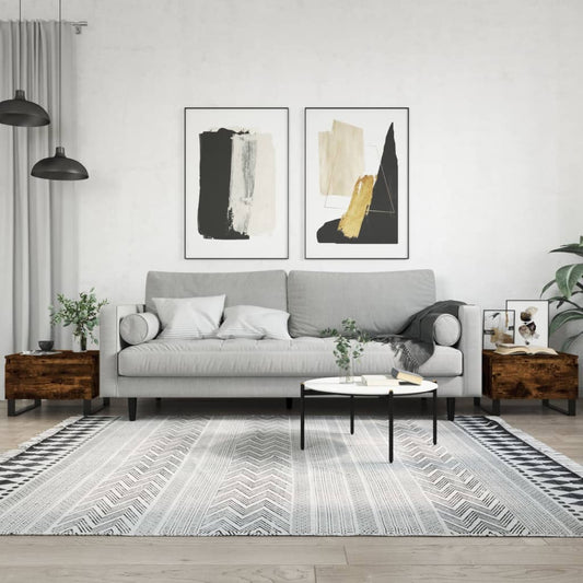Tavolini Salotto 2pz Rovere Fumo 50x46x35 cm Legno Multistrato | homemem39