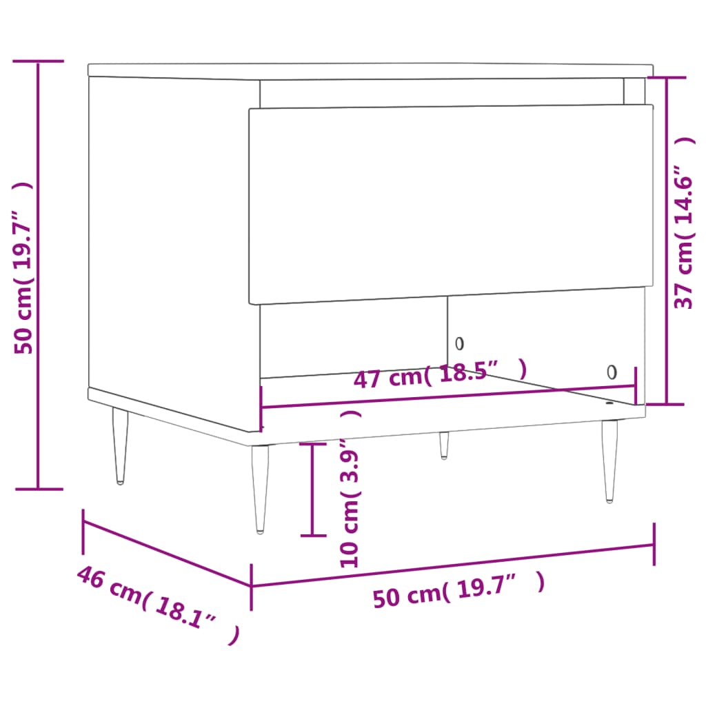 Tavolino da Salotto Nero 50x46x50 cm in Legno Multistrato | homemem39