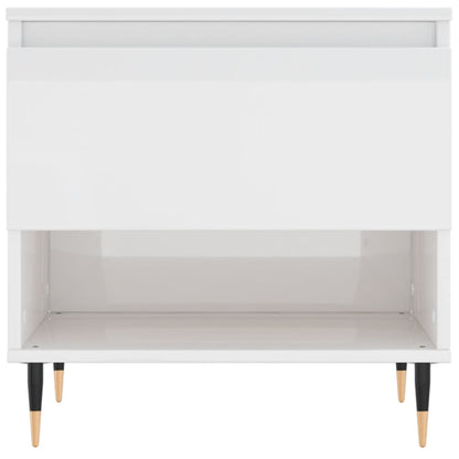 Tavolino Bianco Lucido 50x46x50 cm in Legno Multistrato