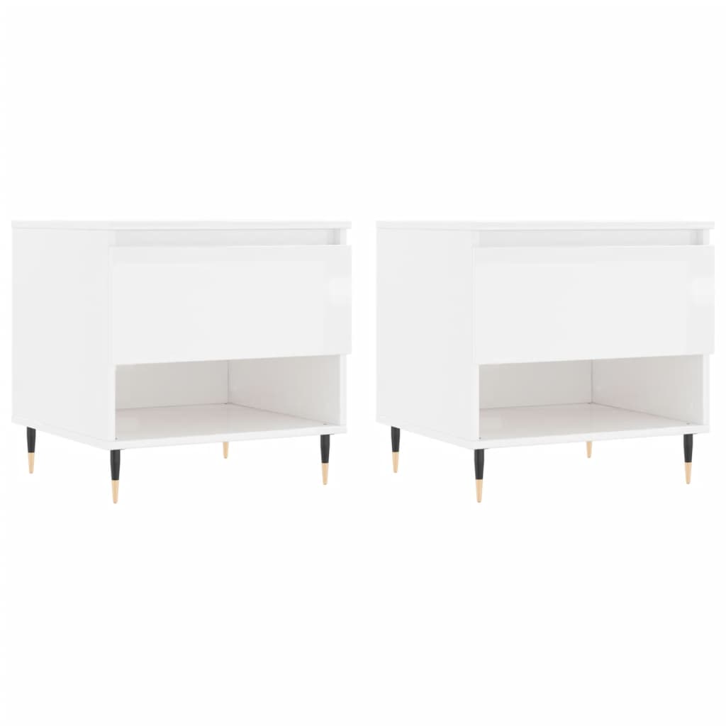 Tavolini Salotto 2pz Bianco Lucido 50x46x50cm Legno Multistrato | homemem39