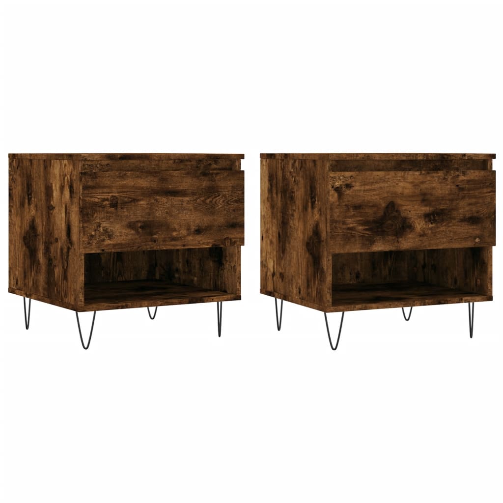Tavolini Salotto 2pz Rovere Fumo 50x46x50 cm Legno Multistrato | homemem39