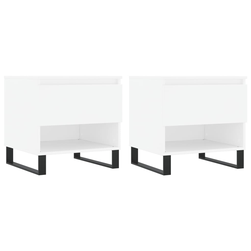 Tavolini Salotto 2 pz Bianchi 50x46x50 cm in Legno Multistrato | homemem39