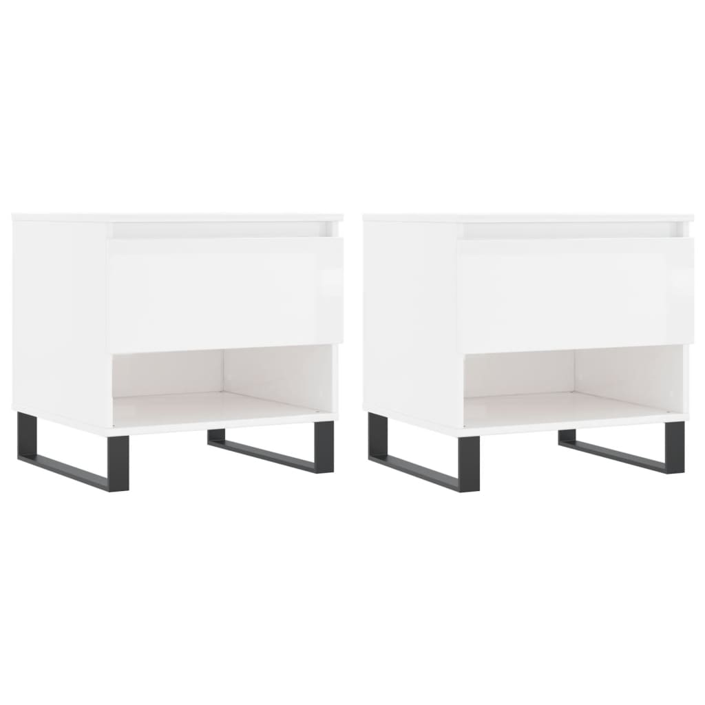 Tavolini Salotto 2pz Bianco Lucido 50x46x50cm Legno Multistrato | homemem39