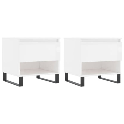 Tavolini Salotto 2pz Bianco Lucido 50x46x50cm Legno Multistrato | homemem39