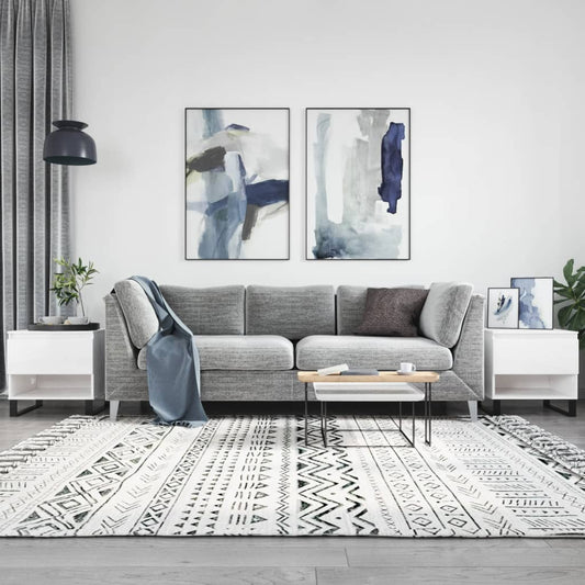 Tavolini Salotto 2pz Bianco Lucido 50x46x50cm Legno Multistrato | homemem39