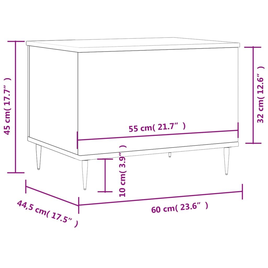 Tavolino da Salotto Nero 60x44,5x45 cm in Legno Multistrato | homemem39