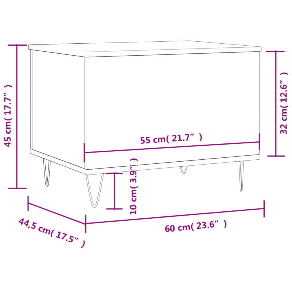 Tavolino Salotto Grigio Cemento 60x44,5x45 cm Legno Multistrato | homemem39