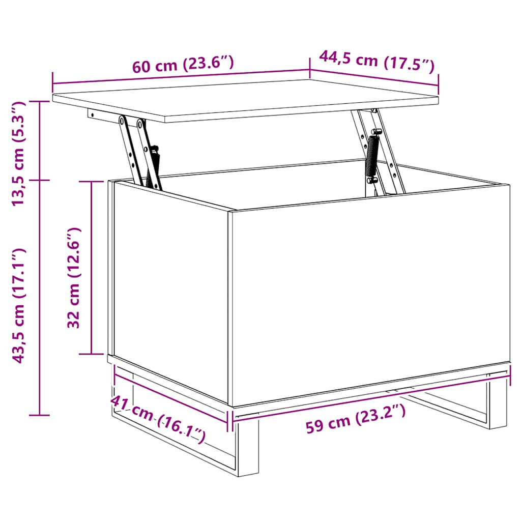 Tavolino Salotto Rovere Sonoma 60x44,5x45 cm Legno Multistrato | homemem39