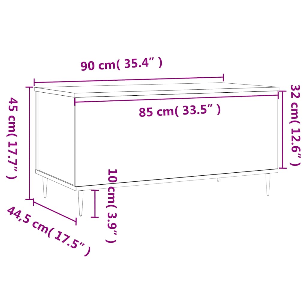 Tavolino Salotto Rovere Marrone 90x44,5x45 cm Legno Multistrato | homemem39