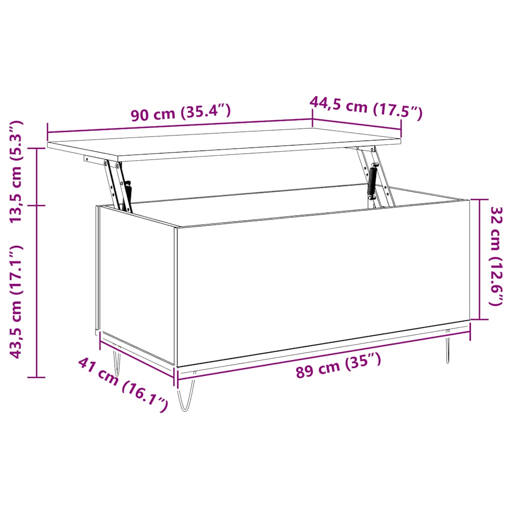 Tavolino da Salotto Bianco 90x44,5x45 cm in Legno Multistrato | homemem39